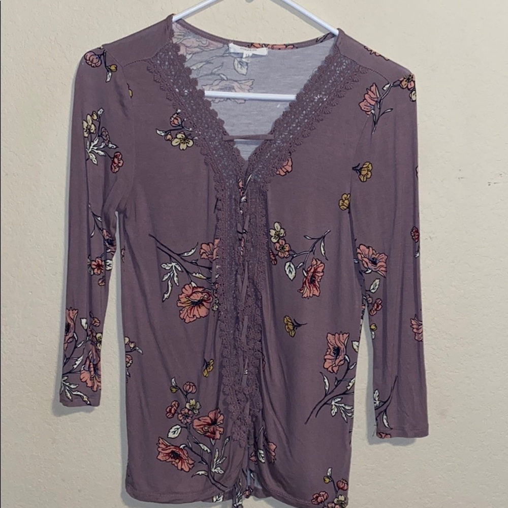 Maurice’s Lace-Up Top w/Crochet Lace  Detail